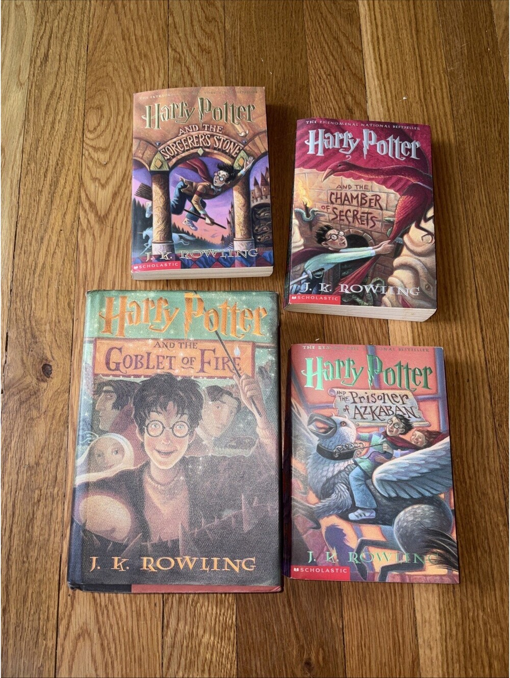 Harry Potter Books 1-4 Mixed Lot 3 Paperback 1 Hardcover Goblet Of Fire Set